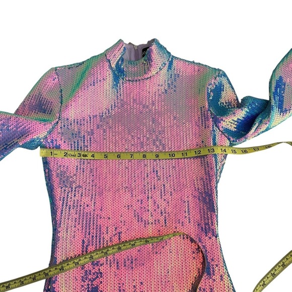 David Koma Sequin Keyhole Back Cutout Mini Dress Gradient Blue Size UK 6 US 0 XS - Picture 8 of 13